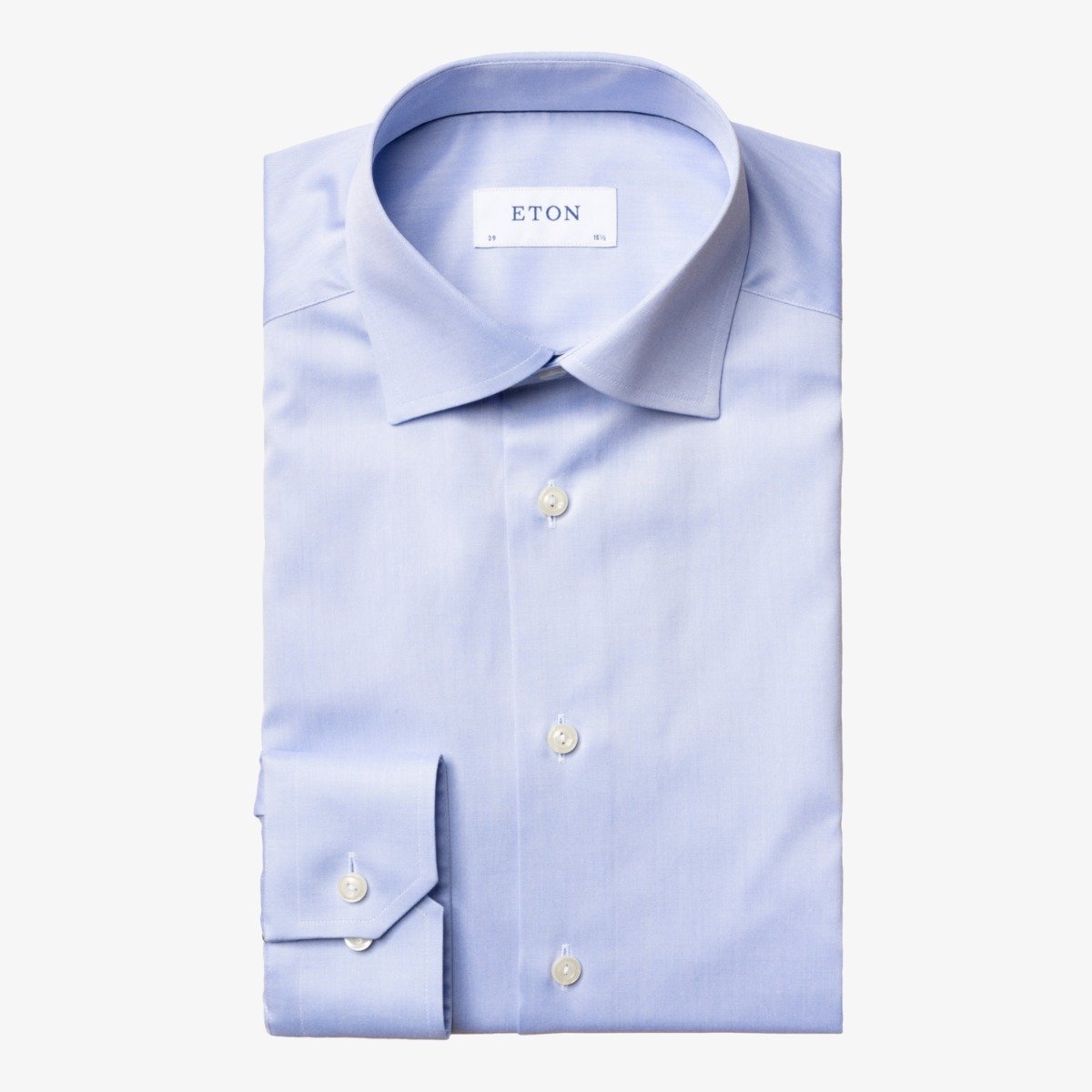 Eton šviesiai mėlyni slim fit firminio tvilo marškiniai