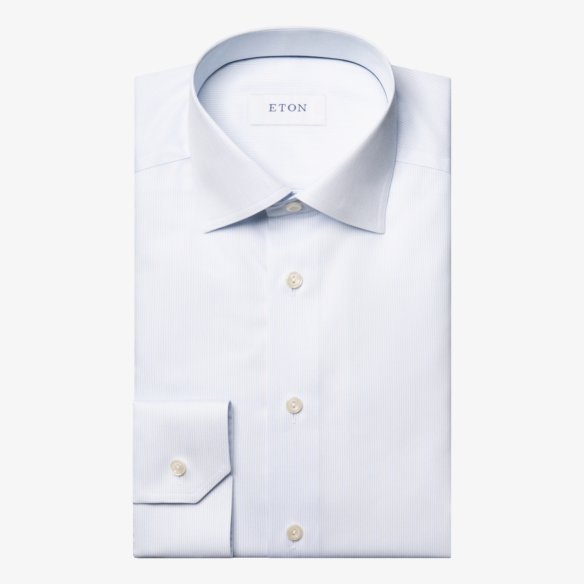 Eton light blue slim fit hairline stripe twill shirt