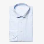 Eton light blue slim fit striped Supima cotton poplin shirt