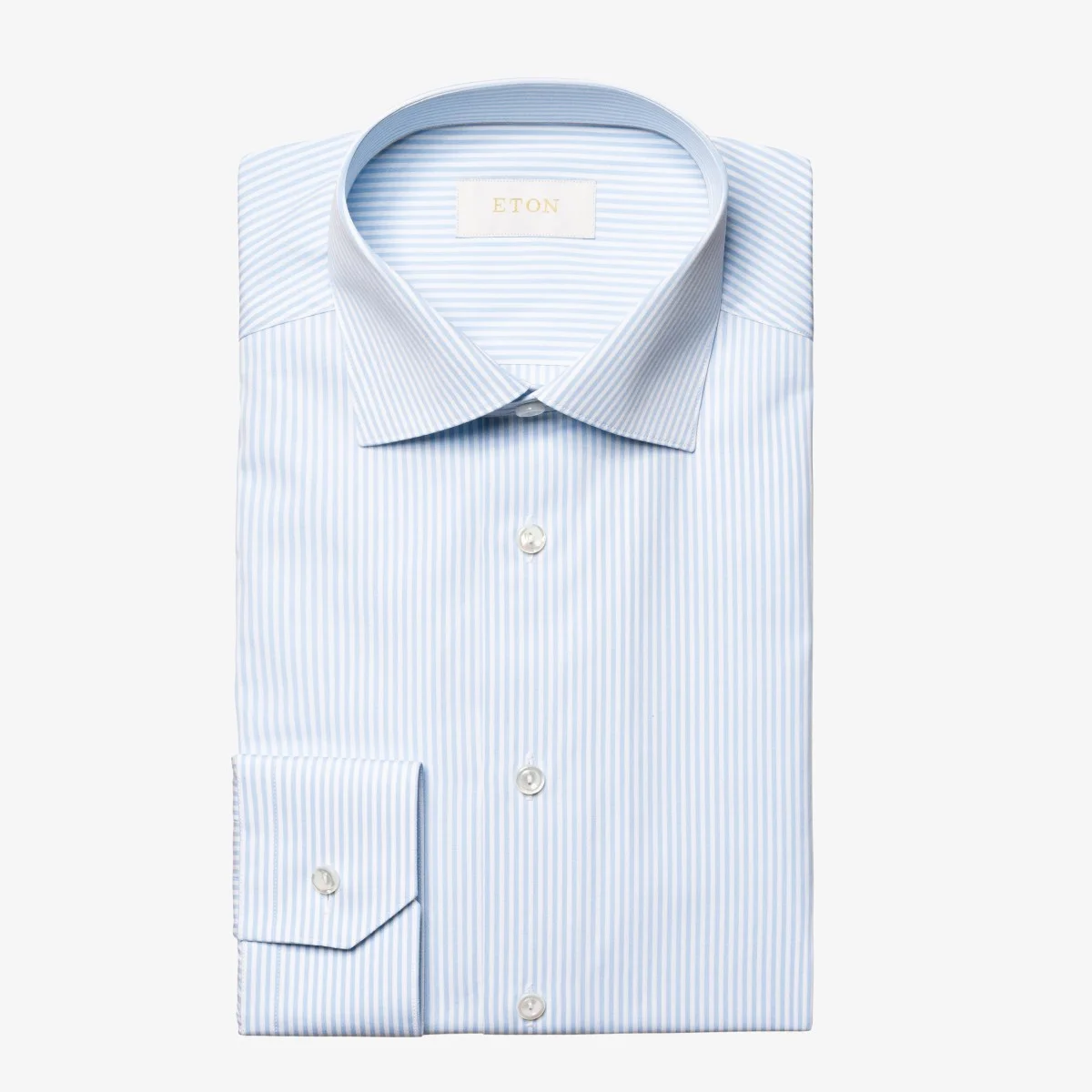 Eton light blue slim fit striped Supima cotton poplin shirt