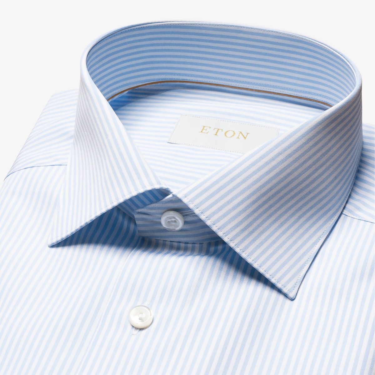 Eton light blue slim fit striped Supima cotton poplin shirt