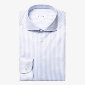 Eton light blue striped cotton lyocell stretch shirt
