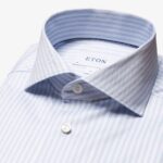 Eton light blue slim fit striped stretch shirt