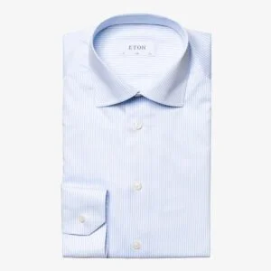 Eton light blue striped fine twill shirt