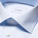 Eton light blue slim fit striped fine twill shirt