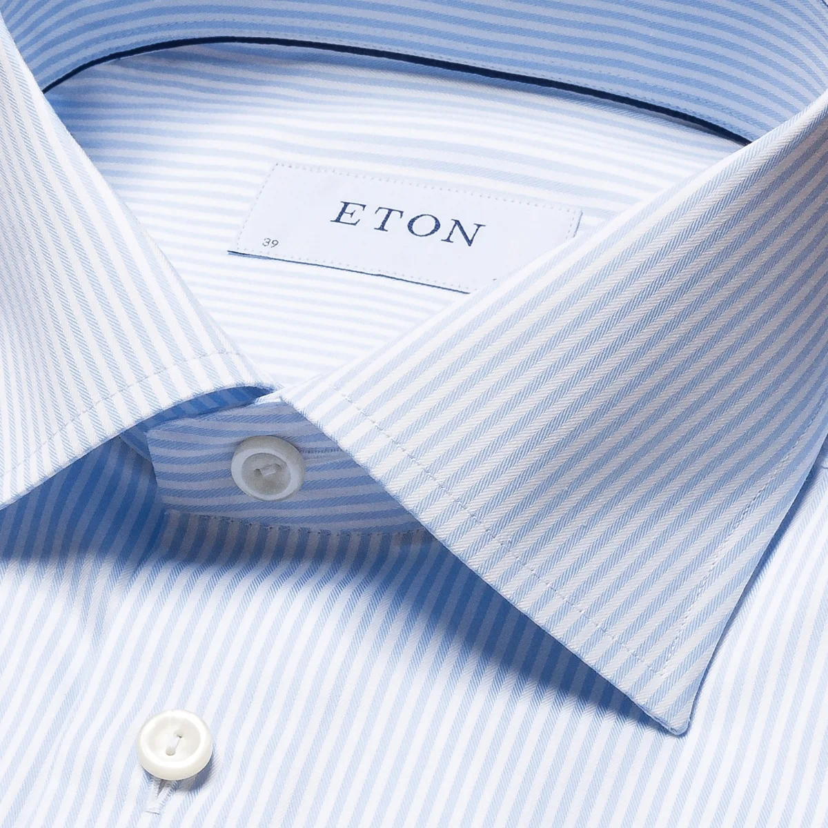 Eton light blue slim fit striped fine twill shirt
