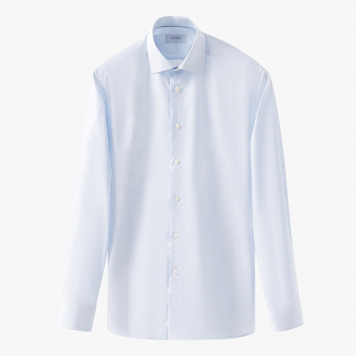 Eton light blue slim fit striped fine twill shirt