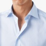 Eton light blue slim fit striped fine twill shirt