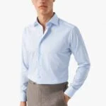 Eton light blue slim fit striped fine twill shirt