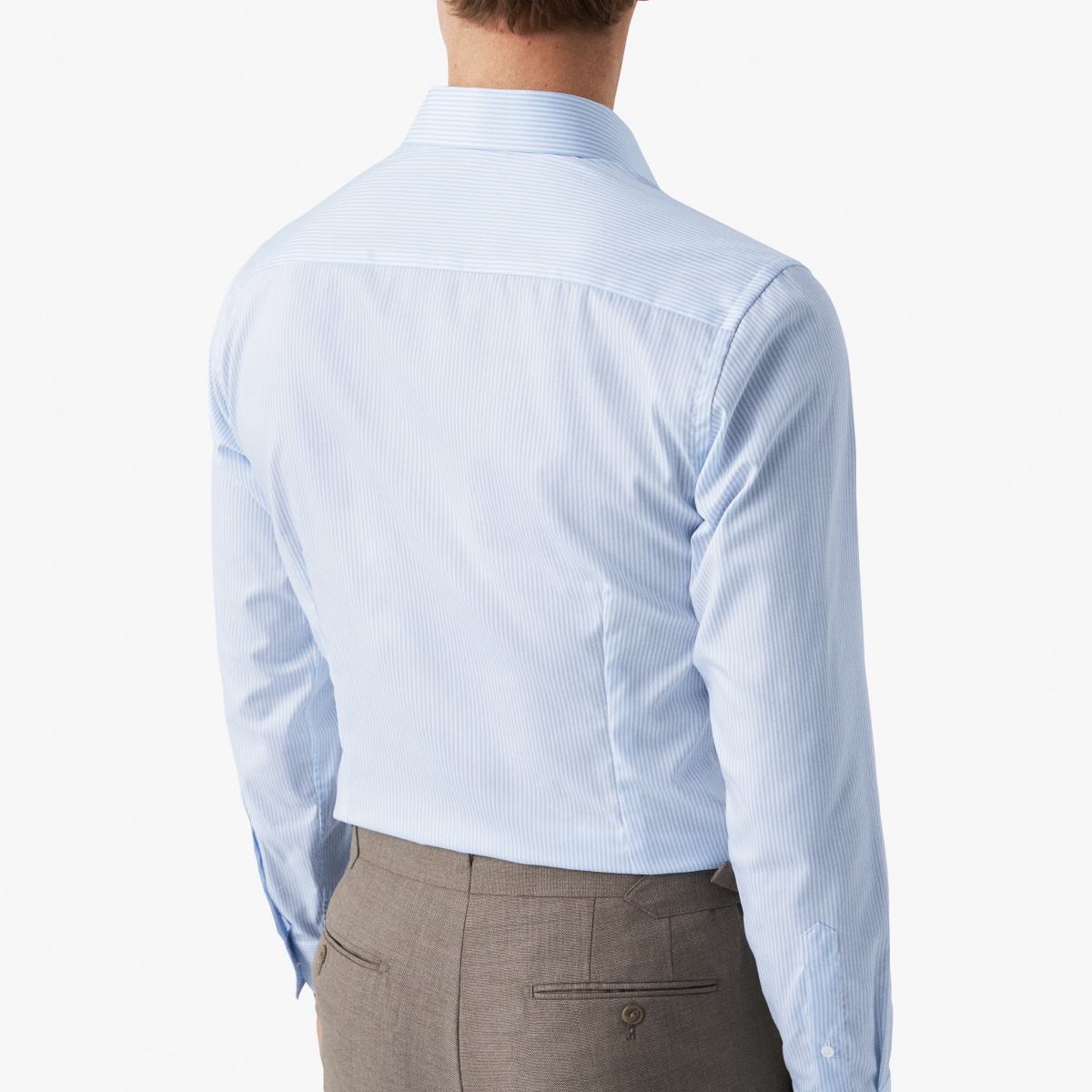 Eton light blue slim fit striped fine twill shirt