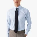 Eton light blue slim fit striped fine twill shirt