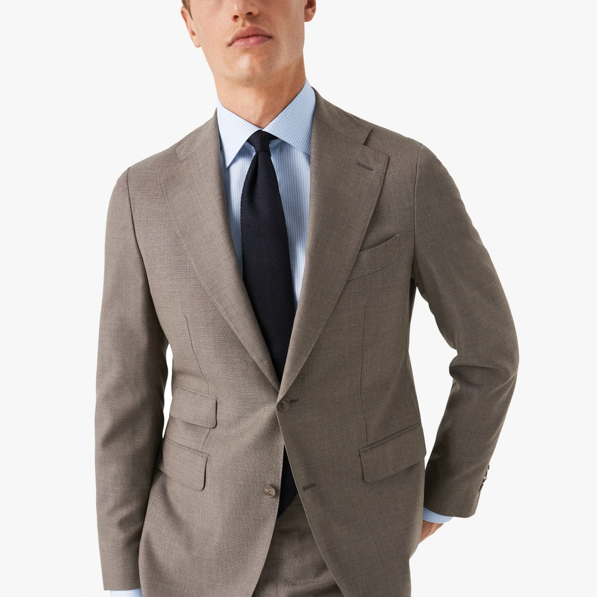 Eton light blue slim fit striped fine twill shirt