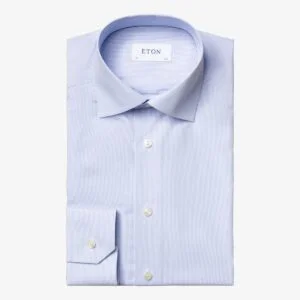 Eton light blue striped poplin shirt