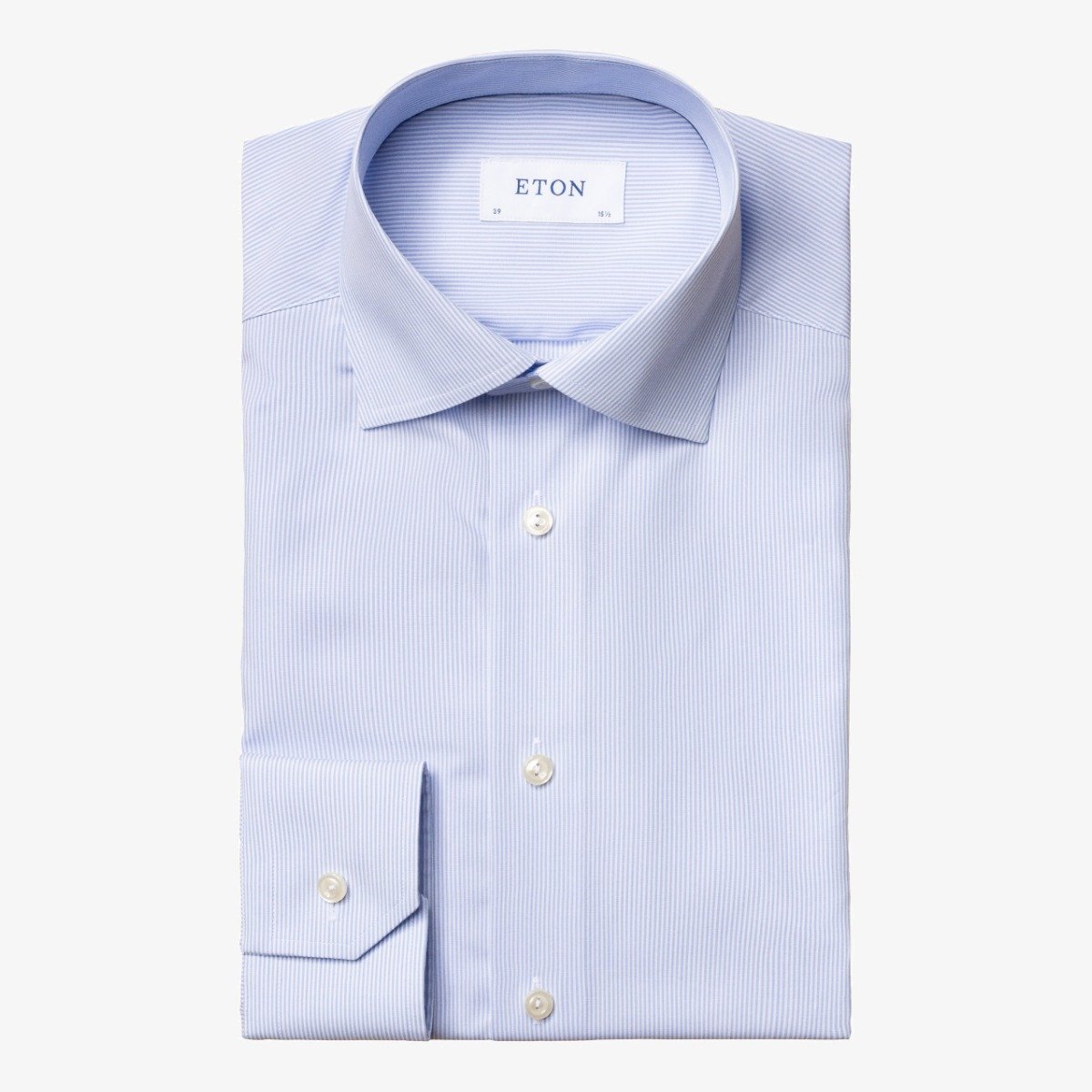 Eton šviesiai mėlyni slim fit dryžuoti poplino marškiniai