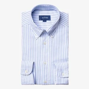 Eton light blue slim fit striped royal oxford men's casual shirt
