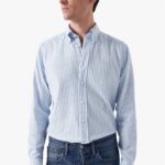 Eton light blue slim fit striped royal oxford shirt