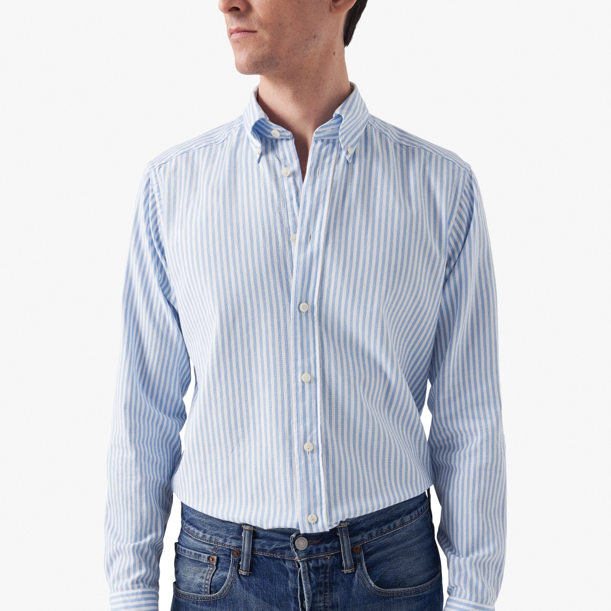 Eton light blue slim fit striped royal oxford shirt