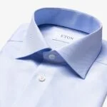 Eton light blue slim fit textured twill shirt