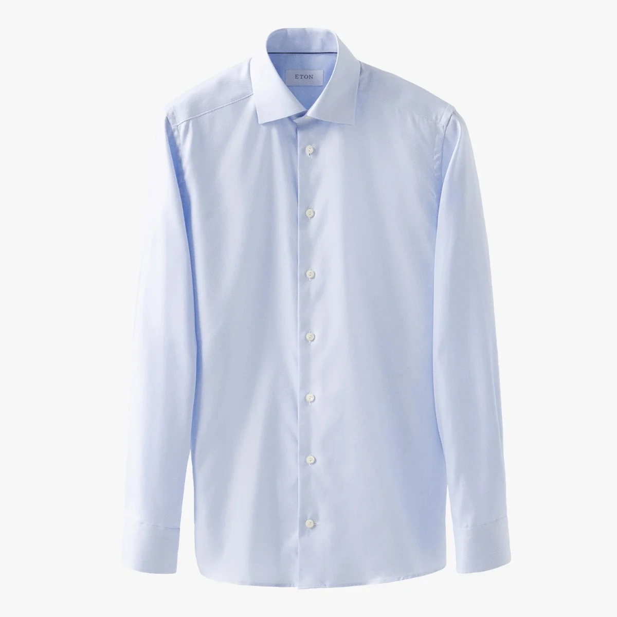 Eton light blue slim fit textured twill shirt