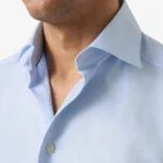 Eton light blue slim fit textured twill shirt