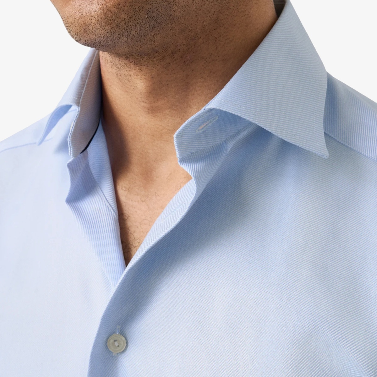 Eton light blue slim fit textured twill shirt