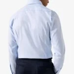 Eton light blue slim fit textured twill shirt