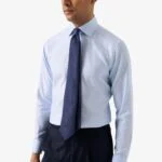 Eton light blue slim fit textured twill shirt