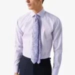 Eton violetiniai slim fit tvilo marškiniai su mikro raštu