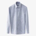 Eton mėlyni slim fit dryžuoti firminio tvilo marškiniai