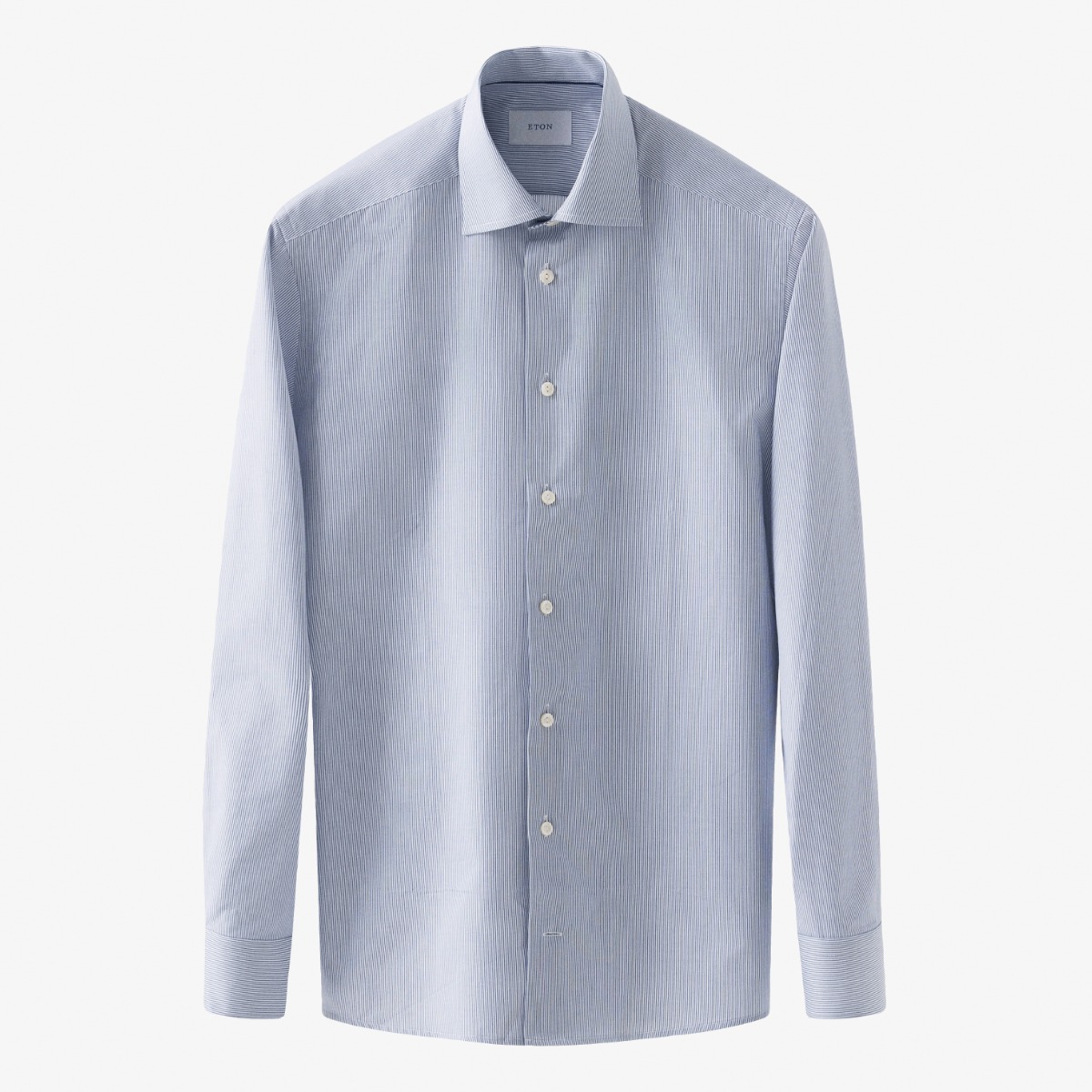 Eton mėlyni slim fit dryžuoti firminio tvilo marškiniai