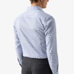 Eton mėlyni slim fit dryžuoti firminio tvilo marškiniai