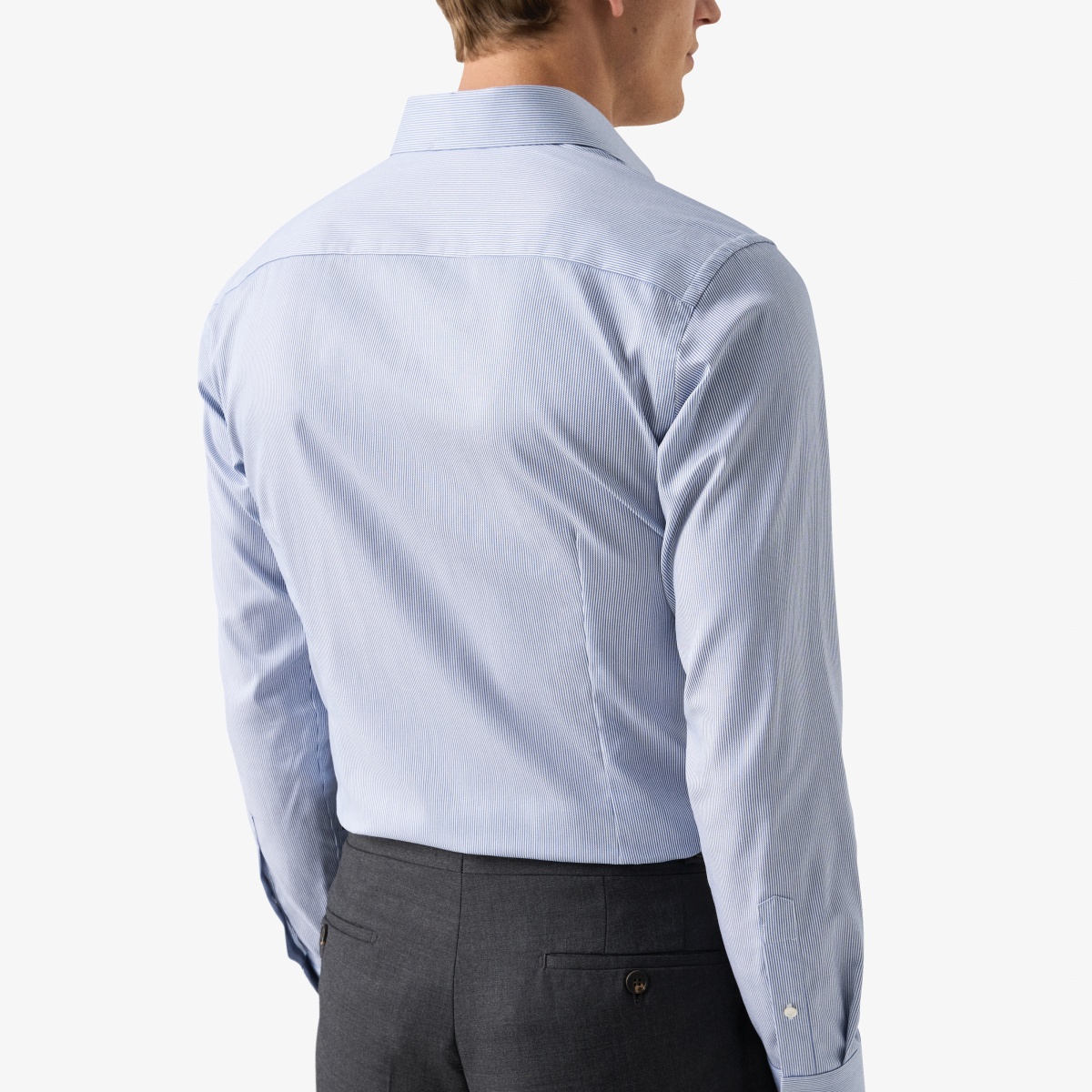 Eton mėlyni slim fit dryžuoti firminio tvilo marškiniai