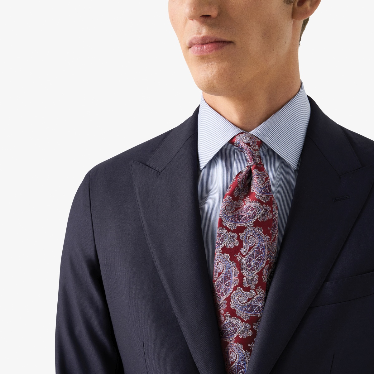Eton mėlyni slim fit dryžuoti firminio tvilo marškiniai
