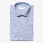 Eton mid blue slim fit geometric print signature poplin shirt