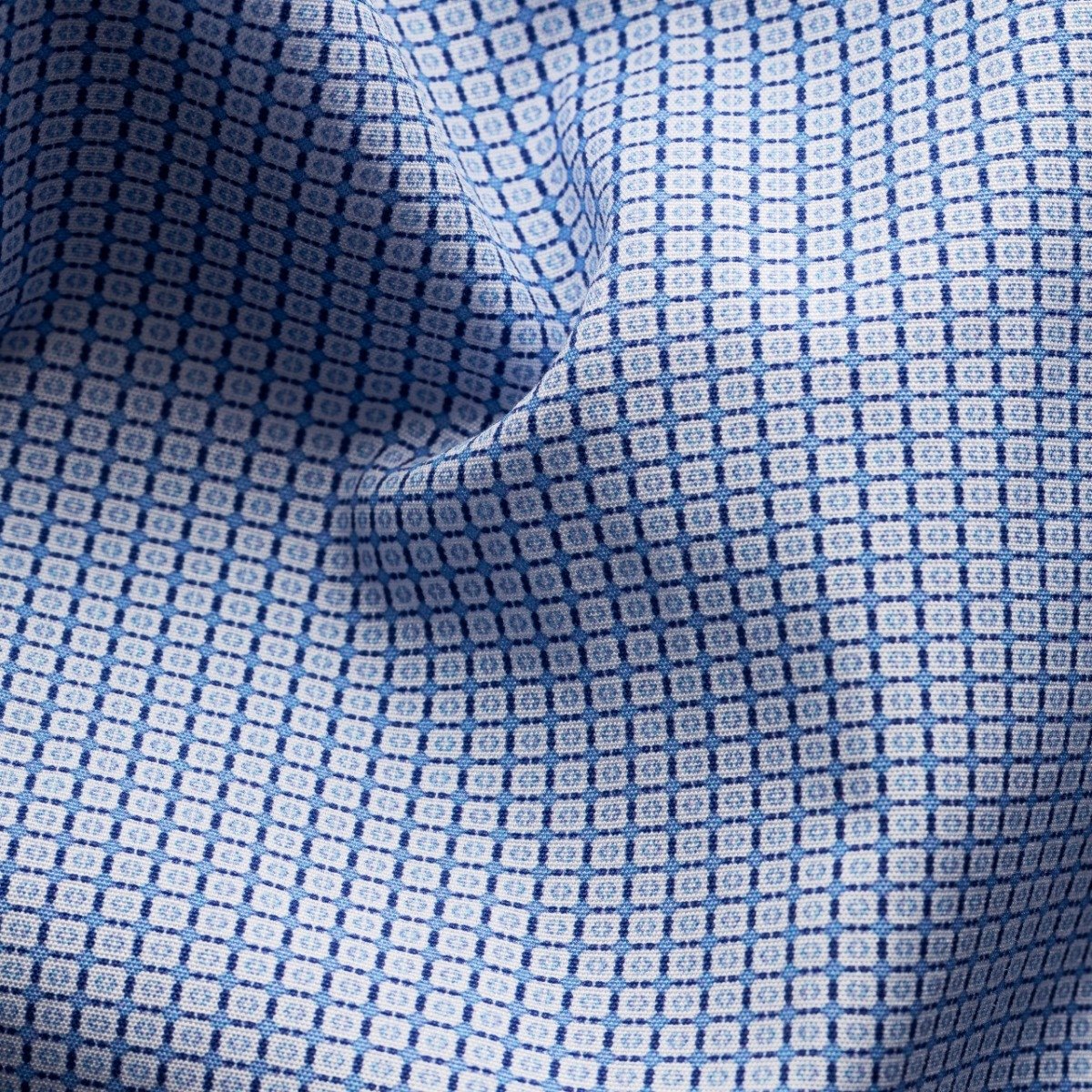 Eton mid blue slim-fit geometric print signature poplin men's dress shirt
