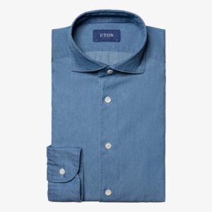 Eton mid blue lightweight denim shirt