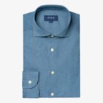 Eton mėlyni slim fit džinsiniai tvilo marškiniai
