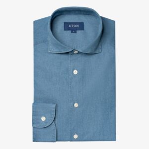 Light Blue Slim Fit Lightweight Denim Twill Shirt