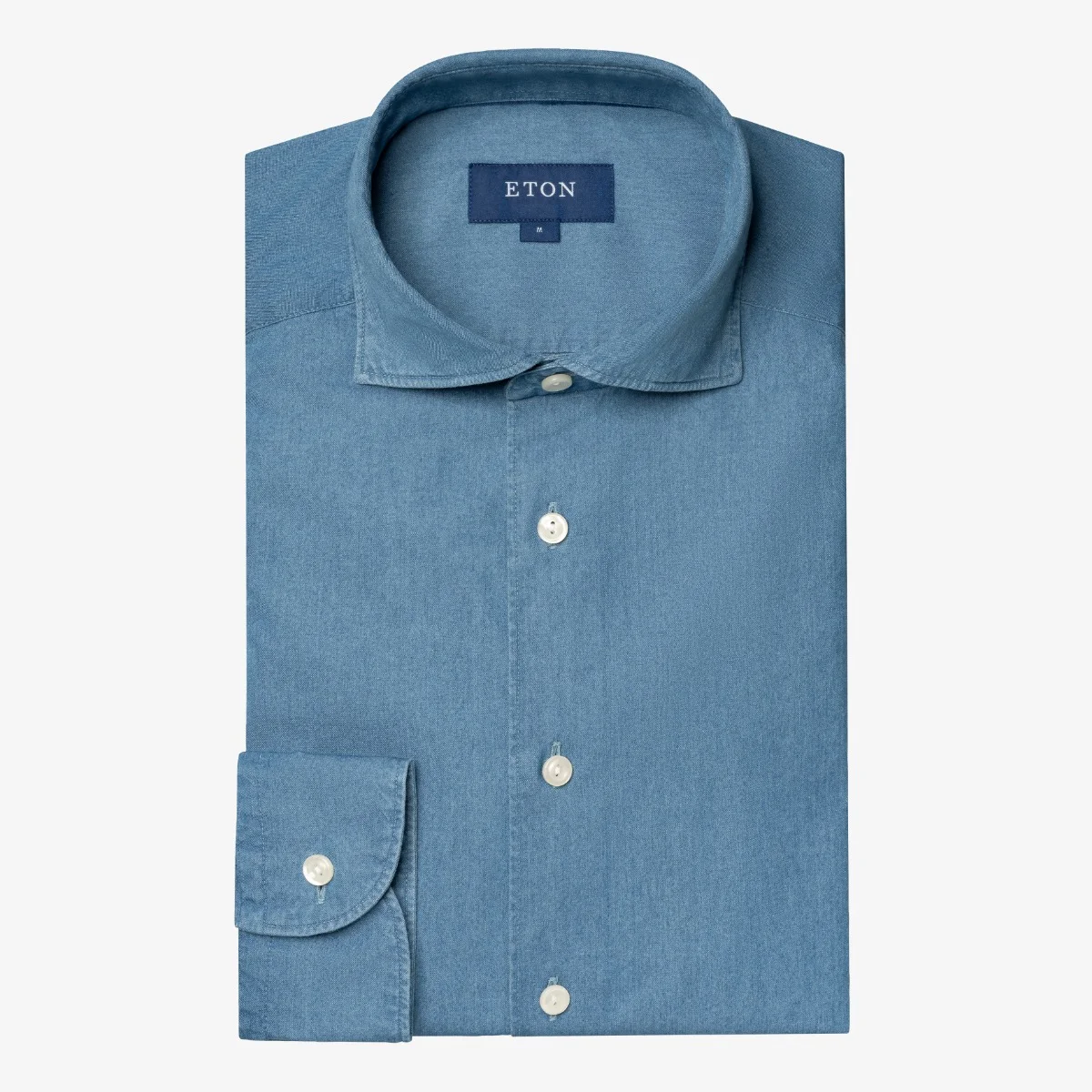 Eton light blue slim fit lightweight denim twill shirt