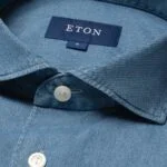 Eton light blue slim fit lightweight denim twill shirt