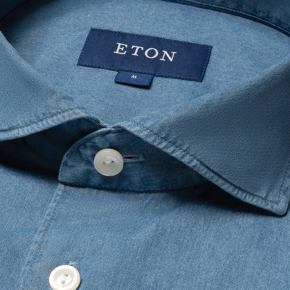 Eton light blue slim fit lightweight denim twill shirt