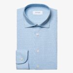 Eton mid blue slim fit pin dot stretch shirt