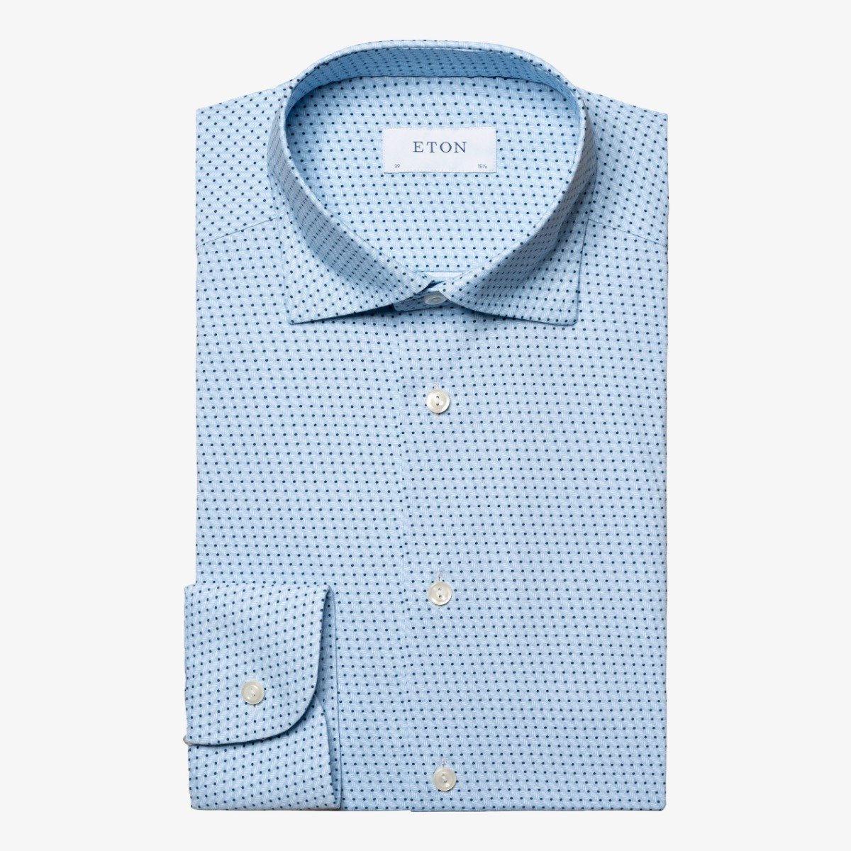 Eton mid blue slim fit pin dot four way stretch men's dress shirt
