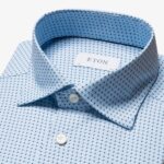 Eton mid blue slim fit pin dot stretch shirt