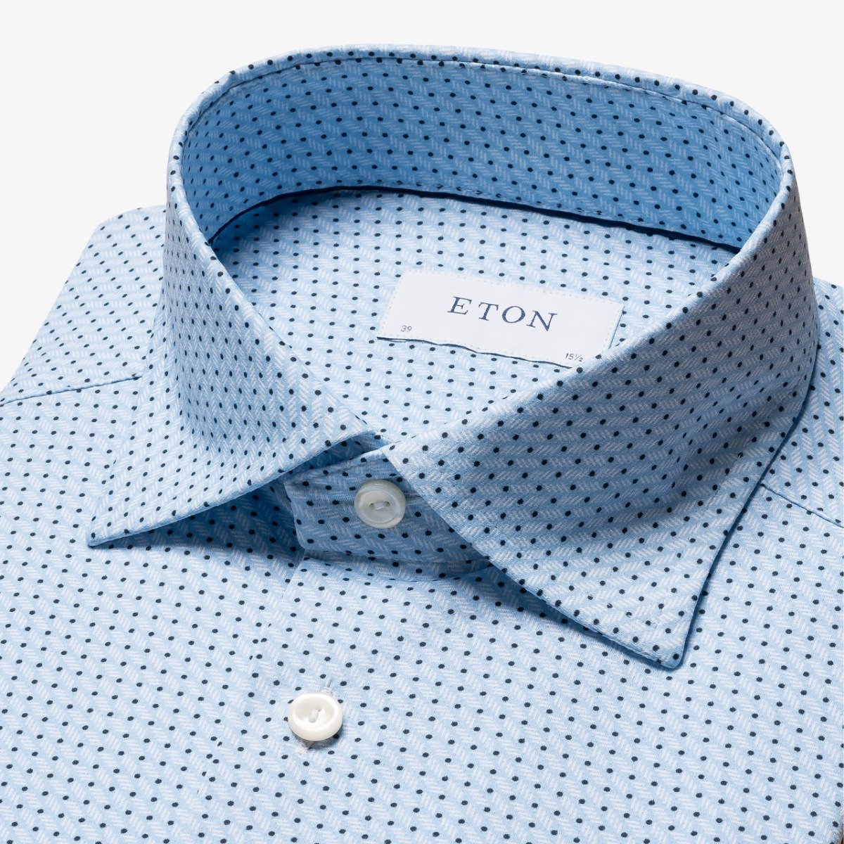 Eton mid blue slim fit pin dot four way stretch men's dress shirt