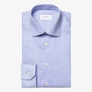 Eton mid blue striped fine twill shirt