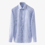 Eton mėlyni slim fit dryžuoti tvilo marškiniai