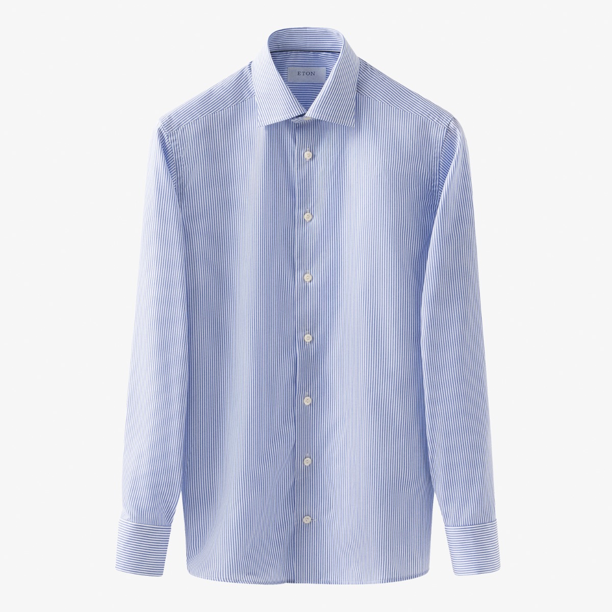 Eton mėlyni slim fit dryžuoti tvilo marškiniai