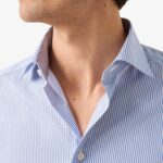 Eton mėlyni slim fit dryžuoti tvilo marškiniai