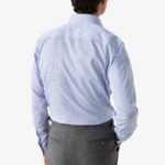 Eton mėlyni slim fit dryžuoti tvilo marškiniai